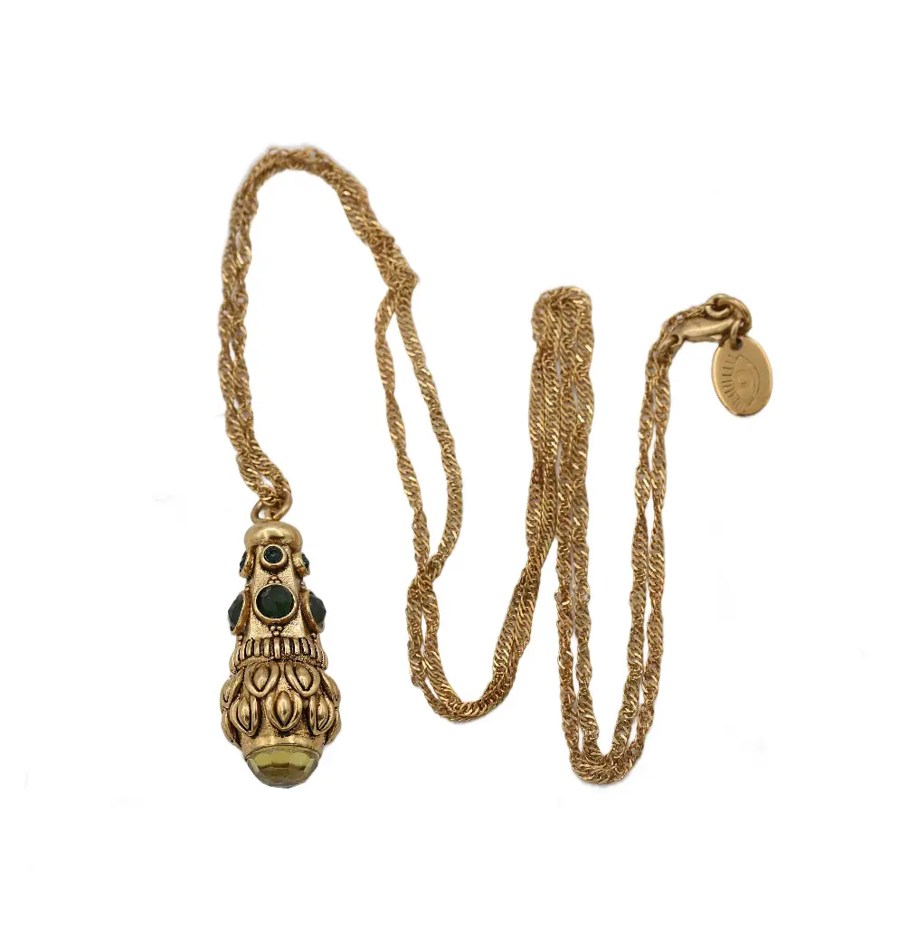 [LA2L-JASMINE-0297] Sautoir 'Jasmine' – Serpentine & citrine – Pendule – LA2L