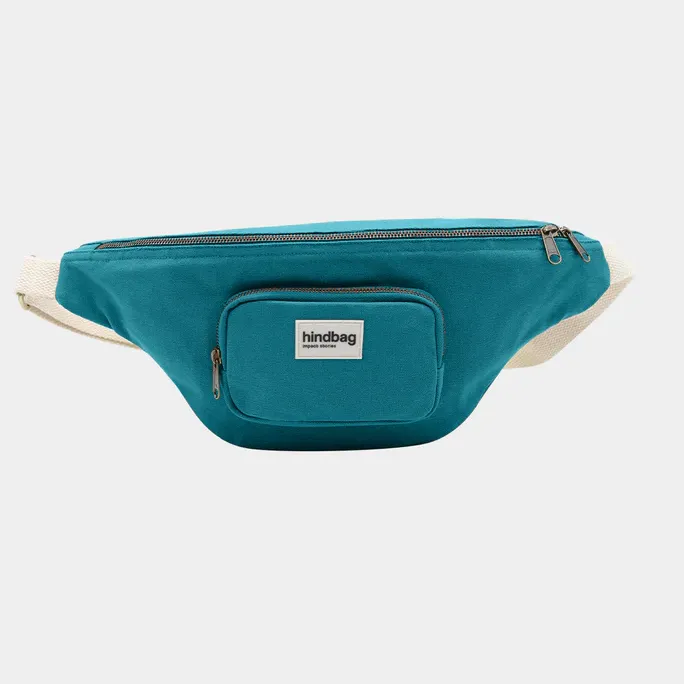 [HIND-7HINDSOFIA_PAO] Sac banane XL 'Sofia' – Bleu paon – Hindbag