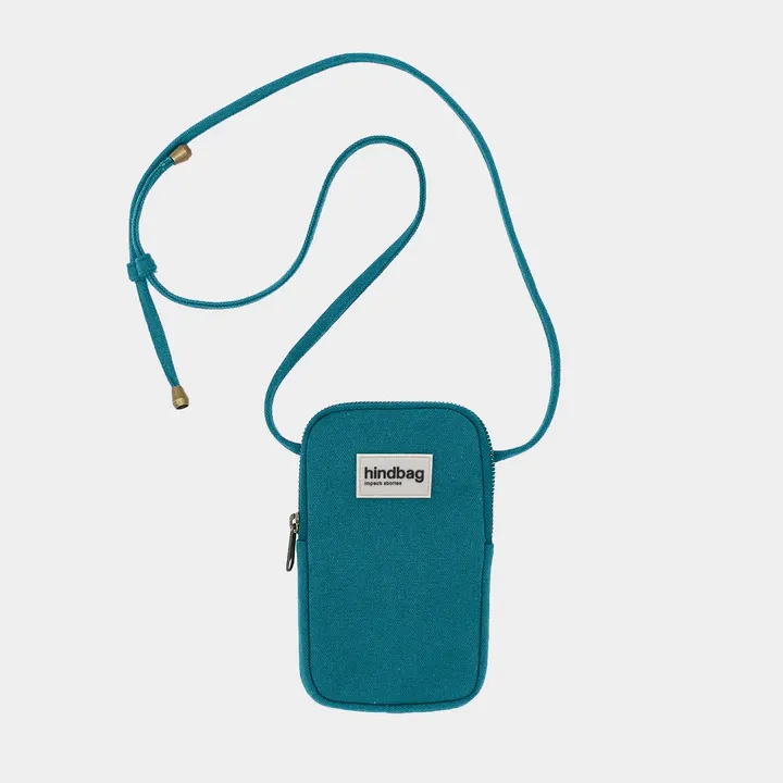 [HIND-7HINDBILL_PAO] Housse téléphone 'Bill' – Bleu paon – Hindbag