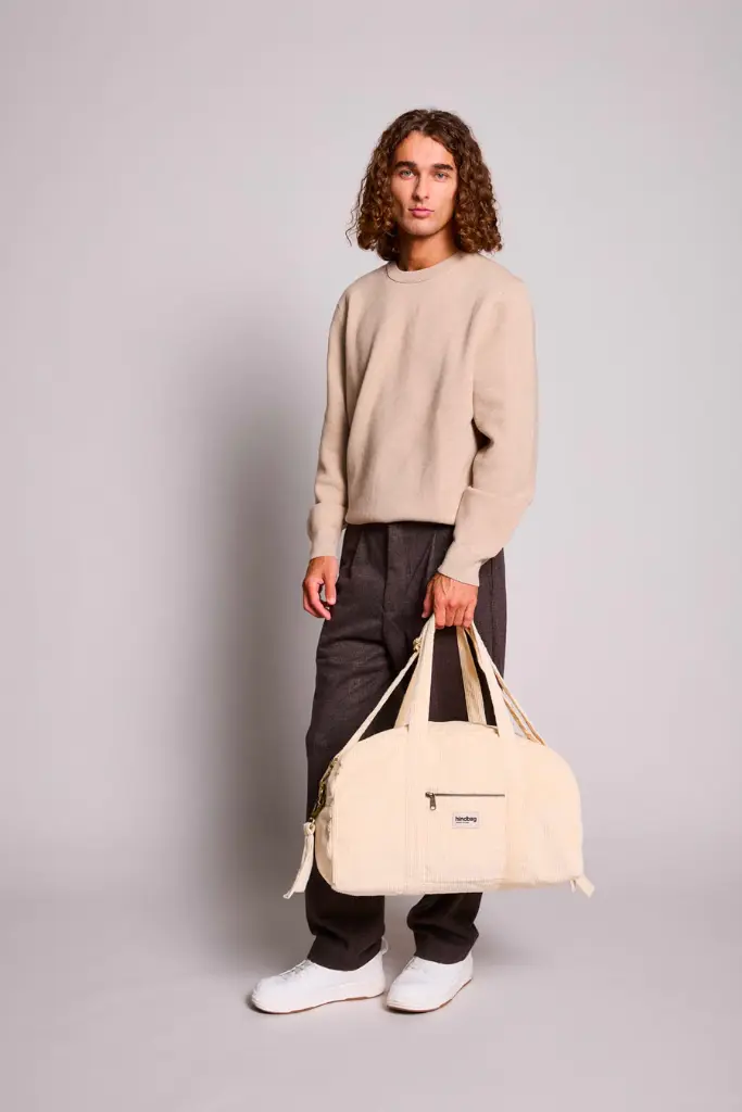 [HIND-7HINDBASILE_VEL_CR] Sac à langer 'Basile' – Velours crème – Hindbag