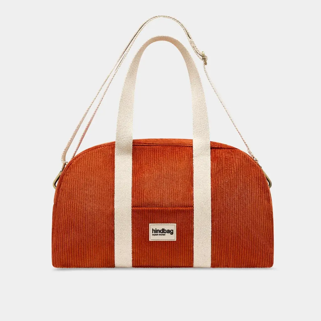 [HIND-7HINDCHARLIE_VEL_BRI] Sac bowling 'Charlie' – Velours brique – Hindbag