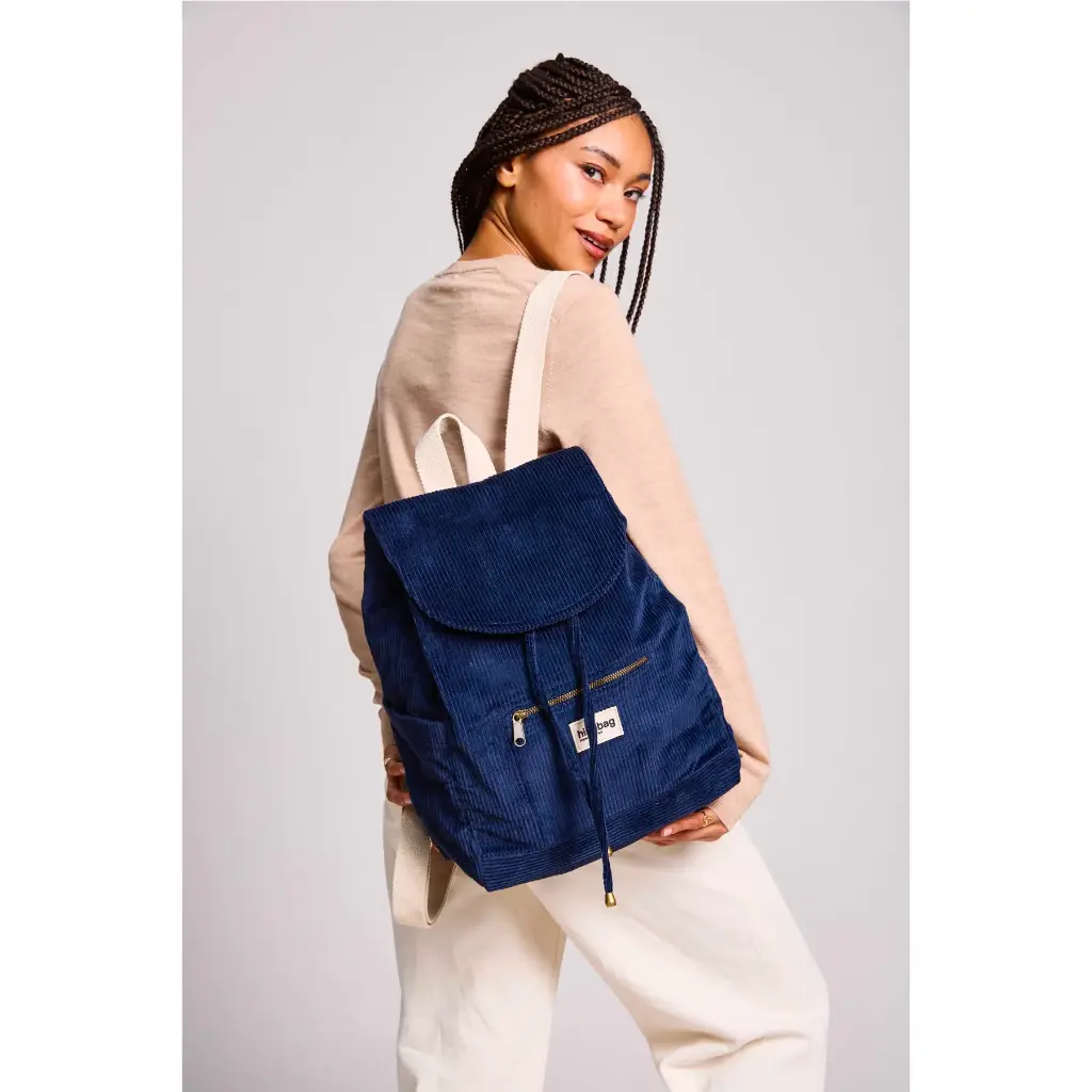 [HIND-7HINDELIOT_VEL_BM] Sac à dos 'Eliot' – Velours marine – Hindbag