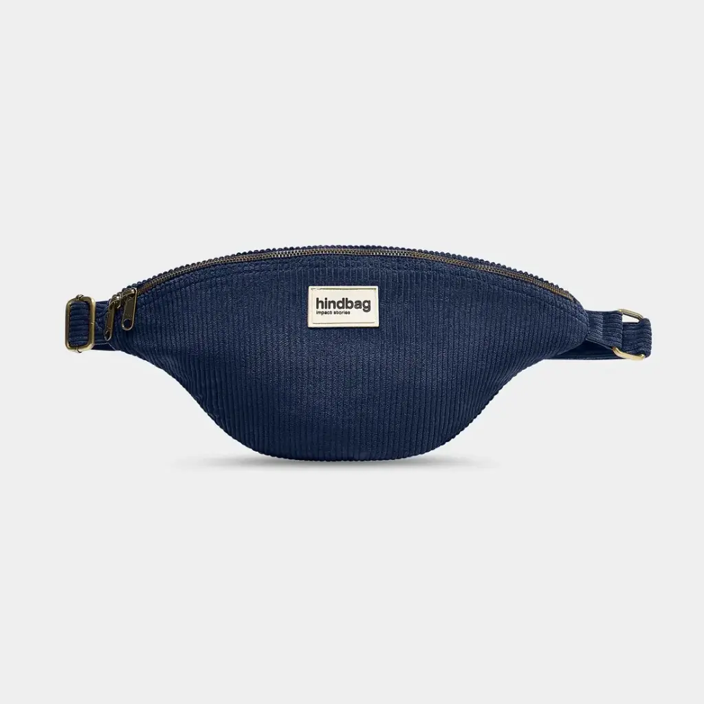 [HIND-7HINDSASHA_VEL_BM] Sac banane 'Sasha' – Velours marine – Hindbag