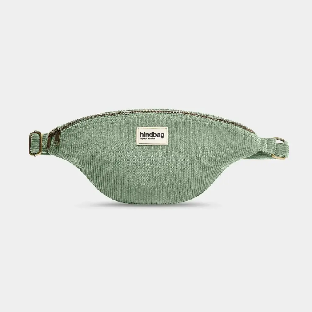 [HIND-7HINDSASHA_VEL_VE] Sac banane 'Sasha' – Velours vert d'eau – Hindbag