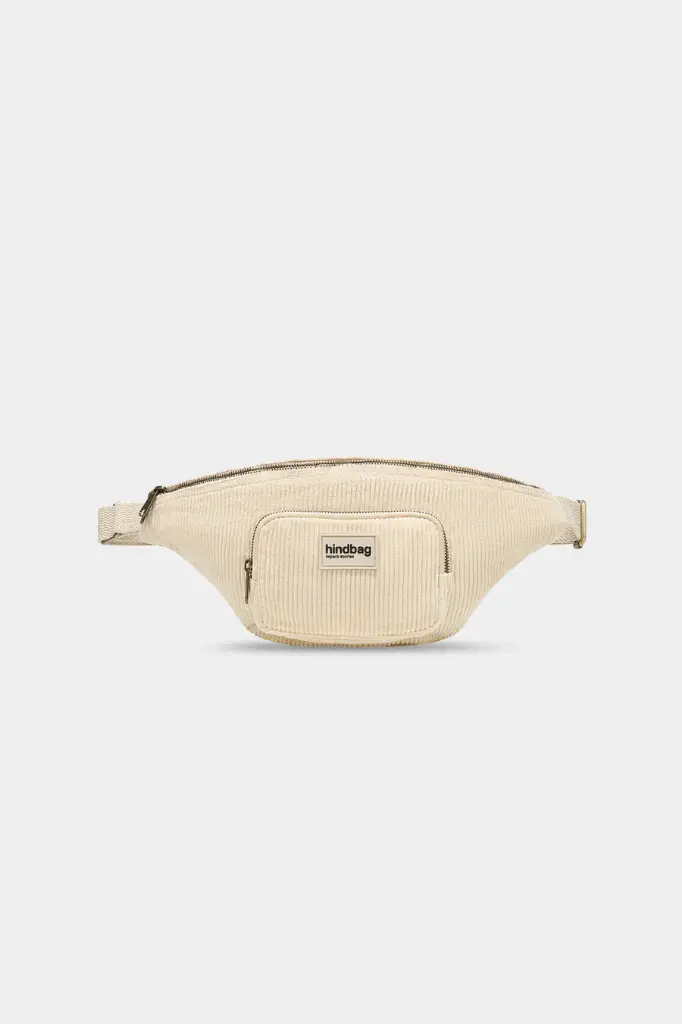 [HIND-7HINDSOFIA_VEL_CR] Sac banane XL 'Sofia' – Velours crème – Hindbag