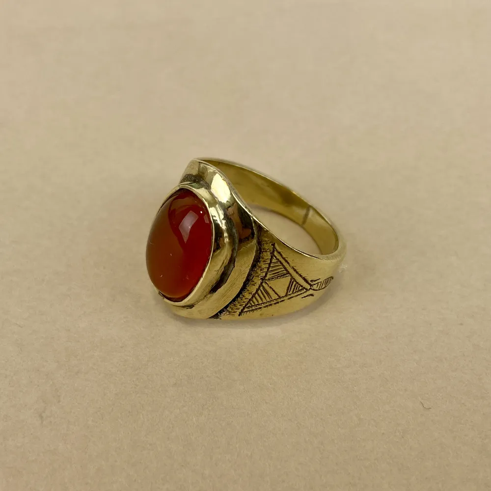 [BAAR-3468-60] Bague Laiton – Cornaline [3468]