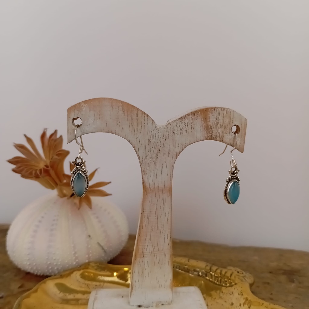 [BOAR-2023] Boucles d'oreilles – Argent 925 – Calcédoine Bleue [2023]