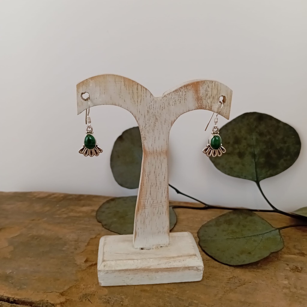 [BOAR-2037] Boucles d'oreilles – Argent 925 – Malachite [2037]