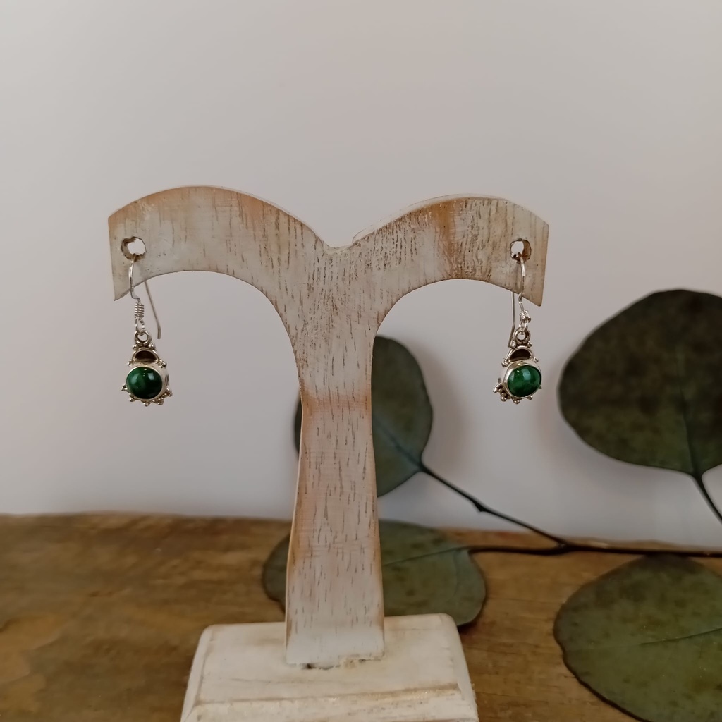 [BOAR-2039] Boucles d'oreilles – Argent 925 – Malachite [2039]