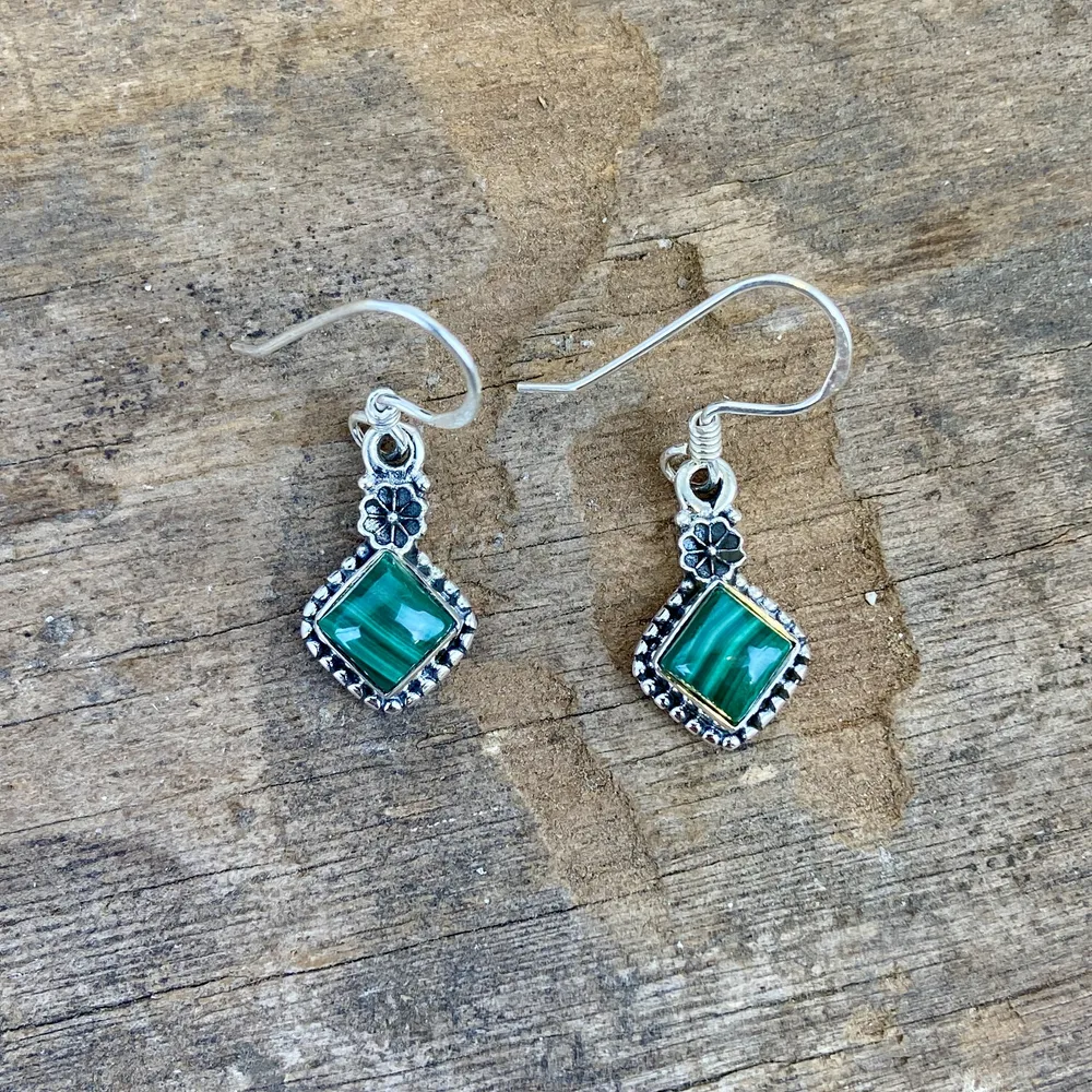 [BOAR-2044] Boucles d'oreilles – Argent 925 – Malachite [2044]