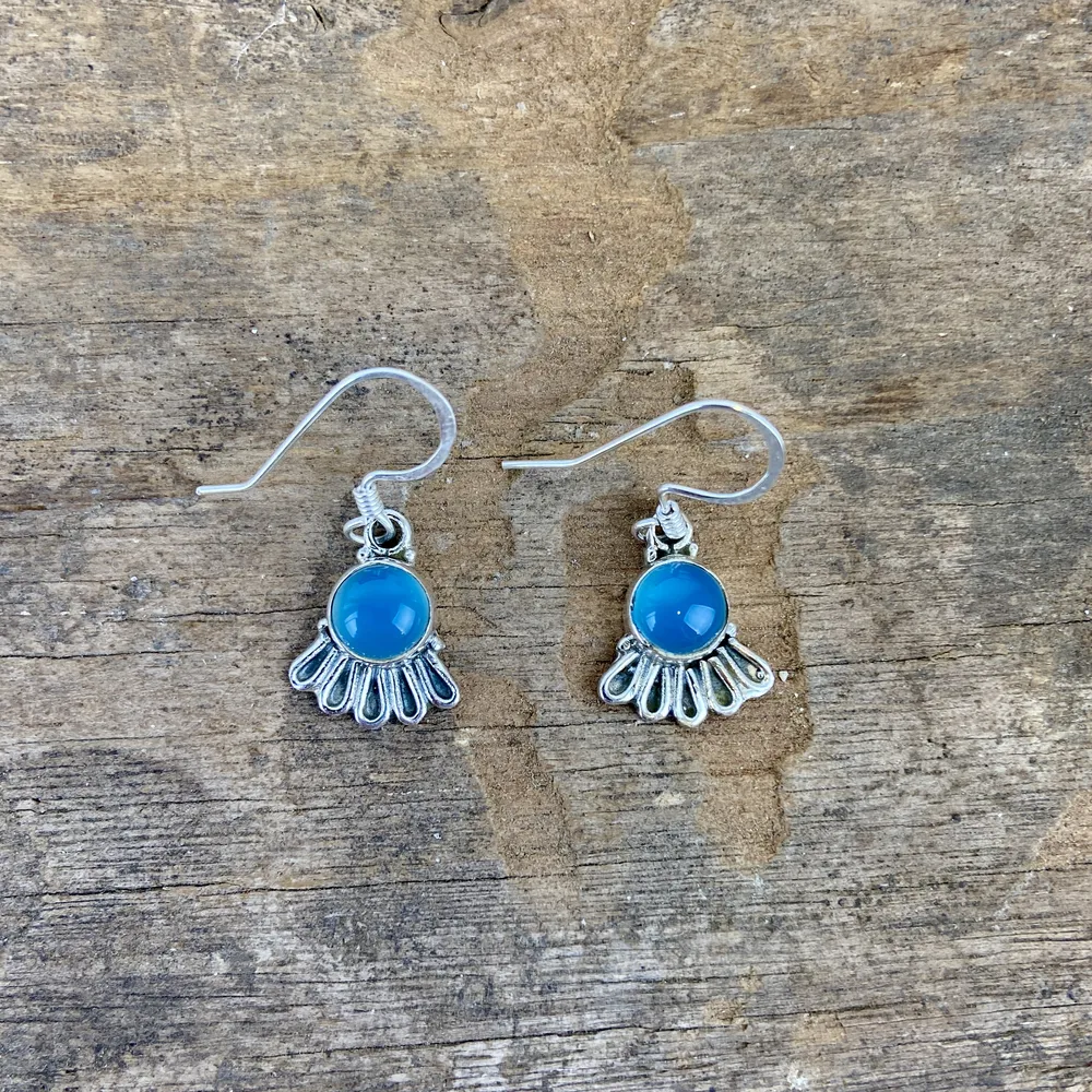 [BOAR-2047] Boucles d'oreilles – Argent 925 – Calcédoine Bleue [2047]