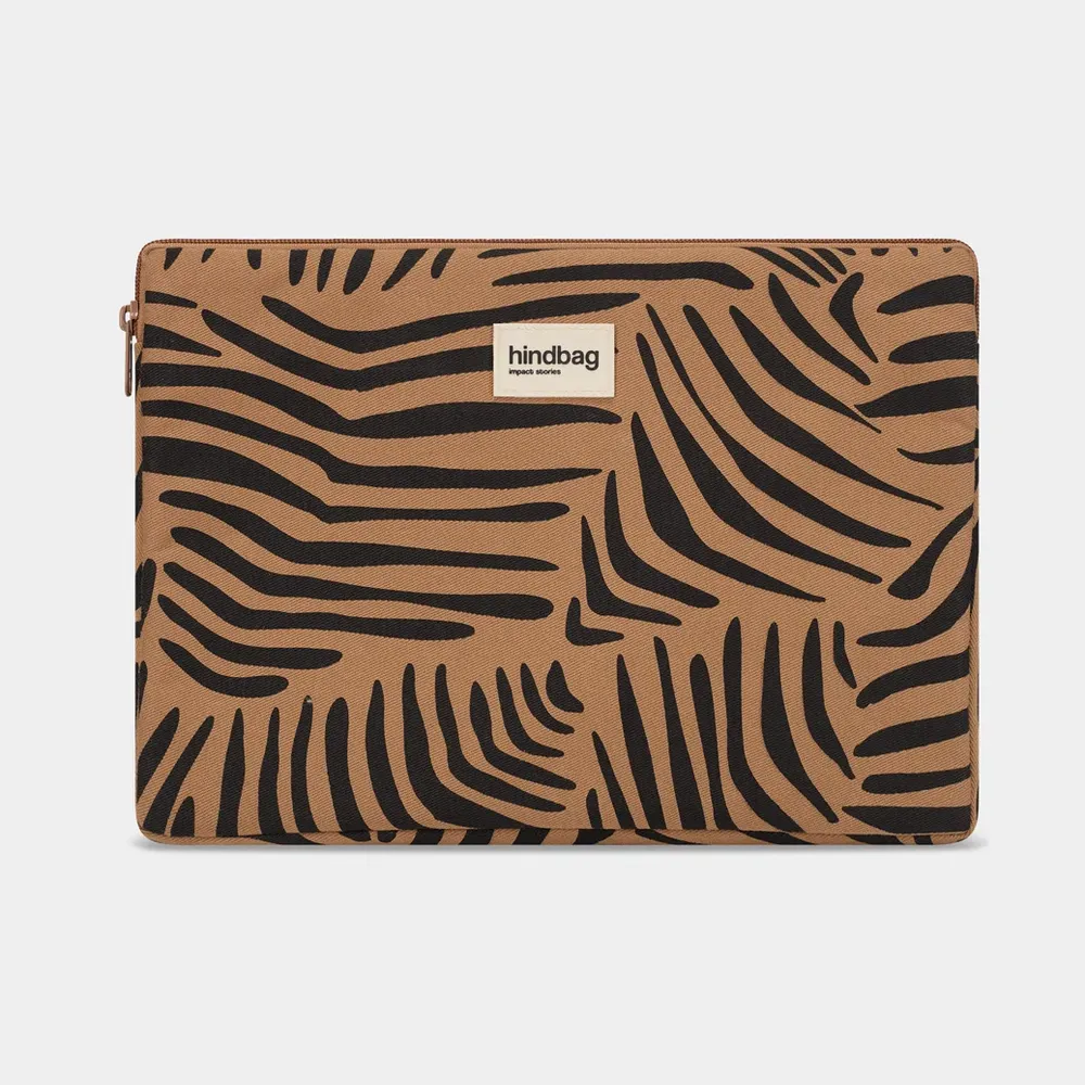 [HIND-7HINDAVA_S_TIGRE_C] Housse d'ordi 'Ava' – Taille S – Zèbre cannelle – Hindbag