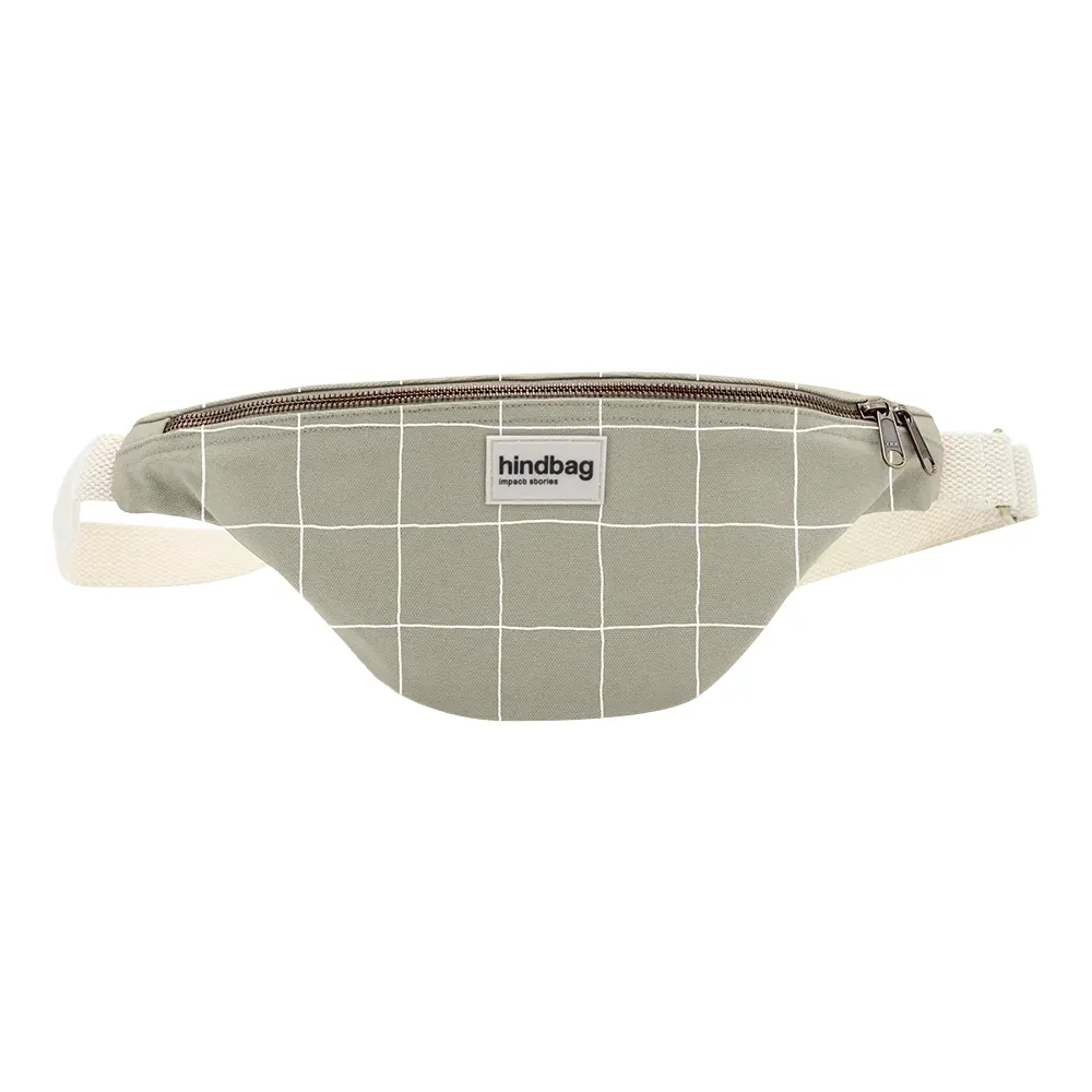 [HIND-7HINDOLI_CAR_VAR] Sac banane 'Olivia' – Carreaux argile & blanc – Hindbag