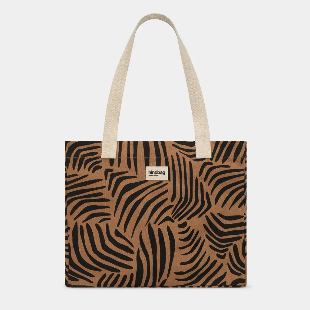 [HIND-7HINDCLAUDE_TIGRE_C] Cabas 'Claude' – Zèbre cannelle – Hindbag