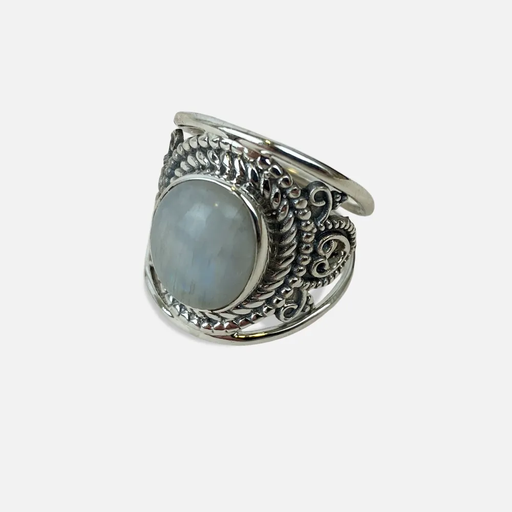 [BAAR-3513-58] Bague – Argent 925 – Pierre de Lune [3513]