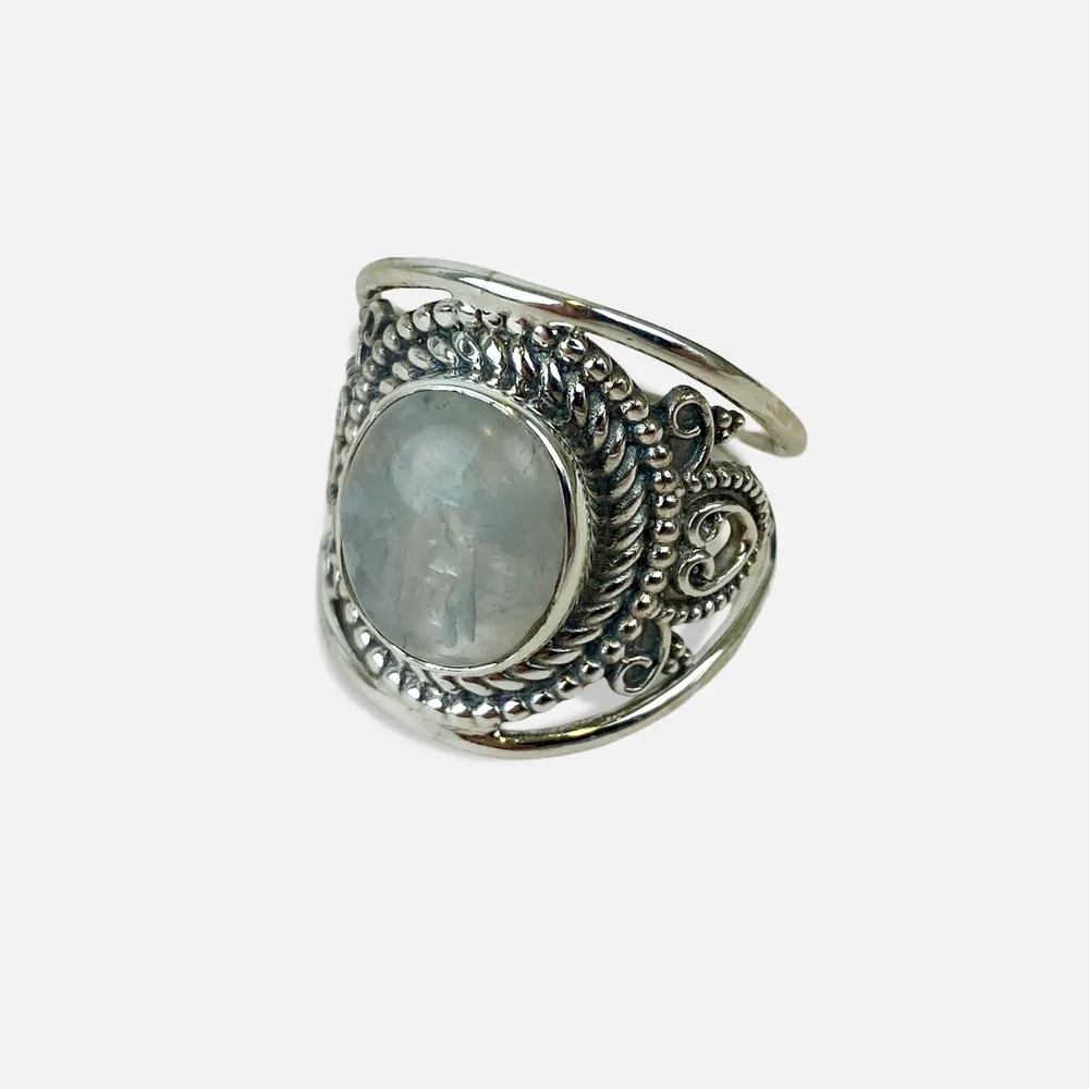 [BAAR-3514-60] Bague – Argent 925 – Pierre de Lune [3514]