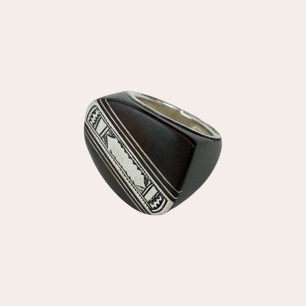 [BAAR-3525-57] Bague touareg – Argent & ébène [3525]