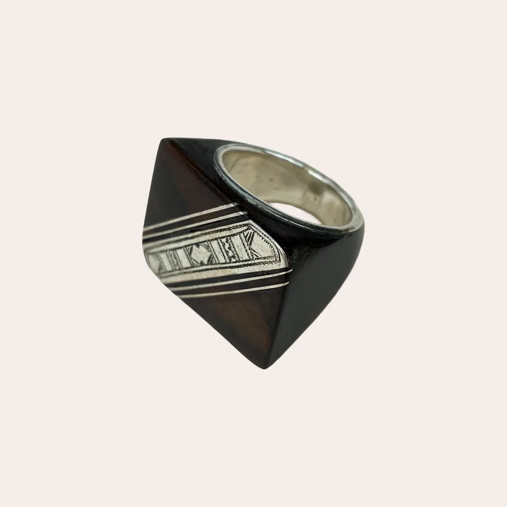 [BAAR-3526-57] Bague touareg – Argent & ébène [3526]