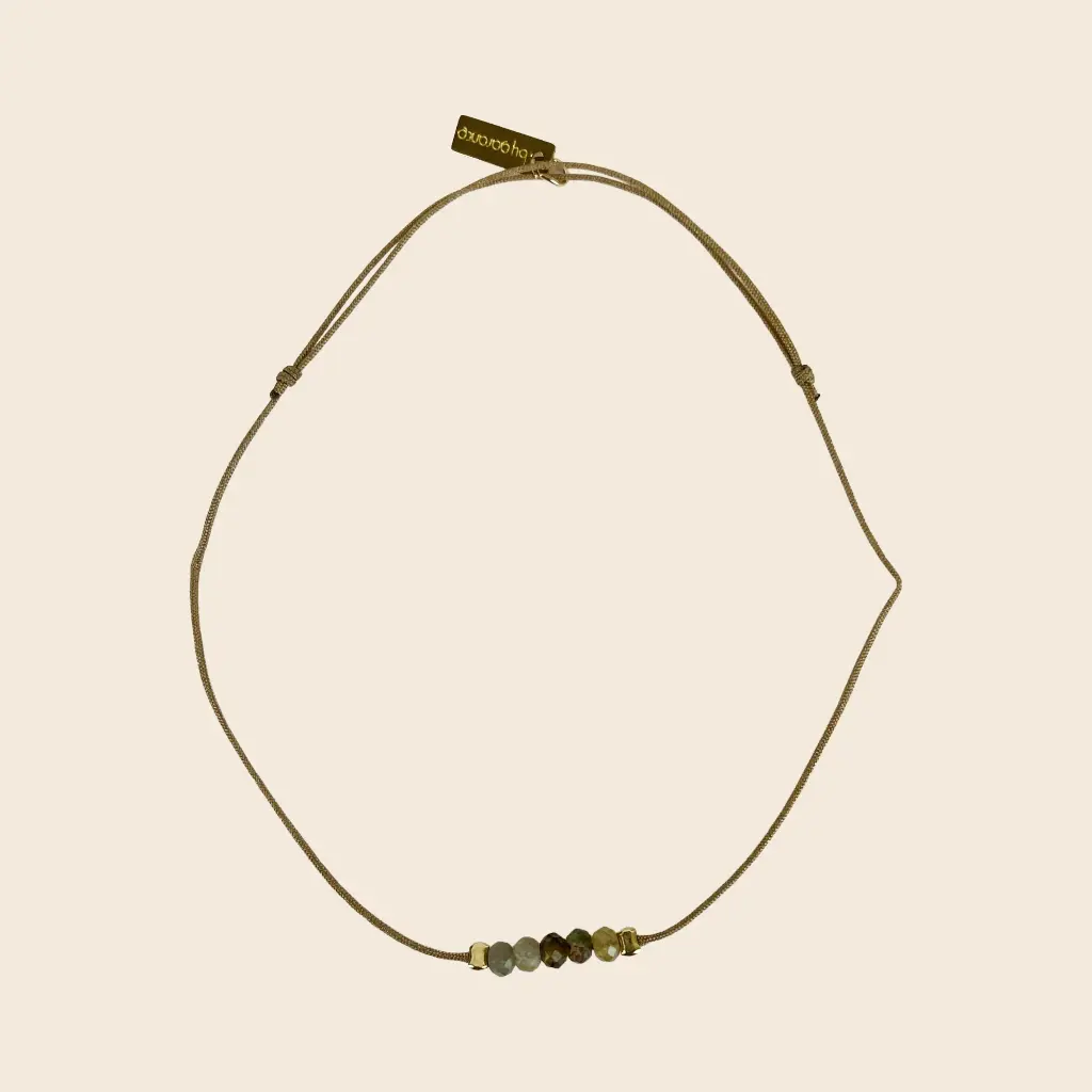 [GAR-BAKI-BR-TOURMALINE] Bracelet 'Baki' – Acier & laiton doré 2µ – Tourmaline – By Garance