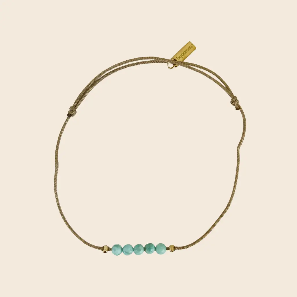 [GAR-BAKI-BR-TURQUOISE] Bracelet 'Baki' – Acier & laiton doré 2µ – Turquoise – By Garance