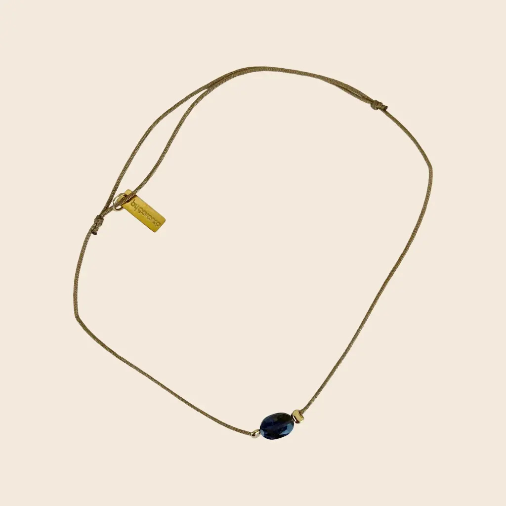 [GAR-BAKI-BR-IOLITE] Bracelet 'Baki' – Acier & laiton doré 2µ – Iolite – By Garance