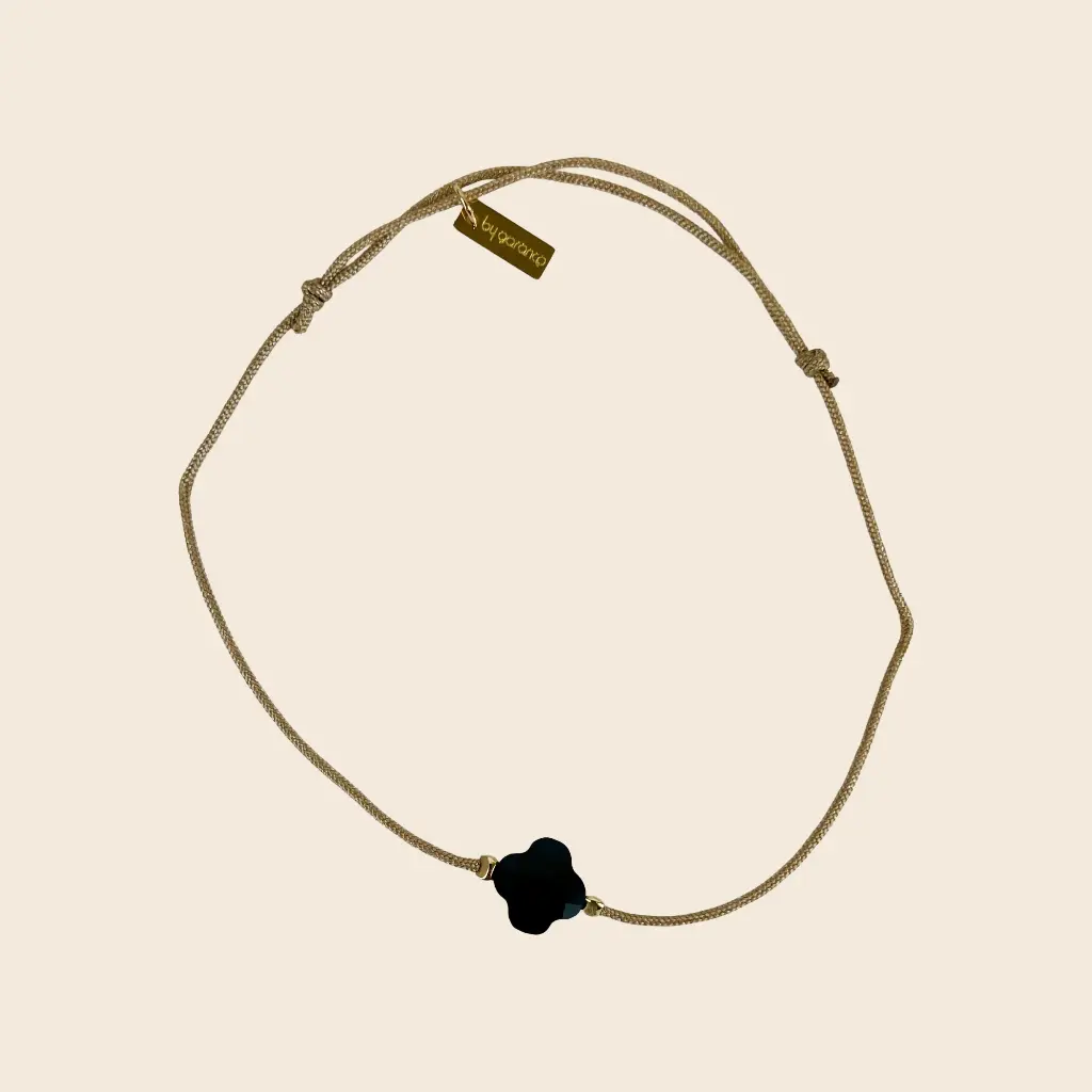 [GAR-BAKI-BR-ONYX] Bracelet 'Baki' – Acier & laiton doré 2µ – Onyx – By Garance
