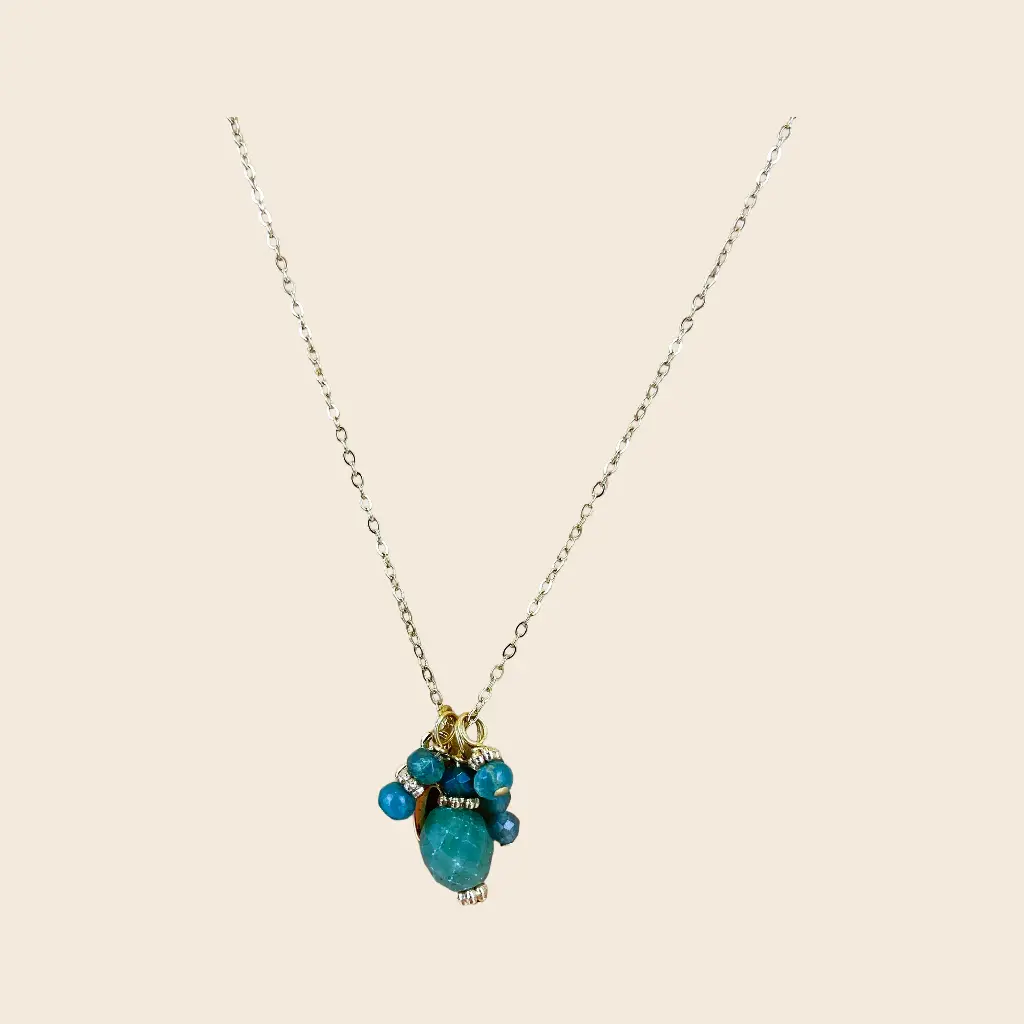 [GAR-BAIA-CO-VERT] Collier 'Baia' – Chaine acier & laiton doré 2µ – Agate – By Garance