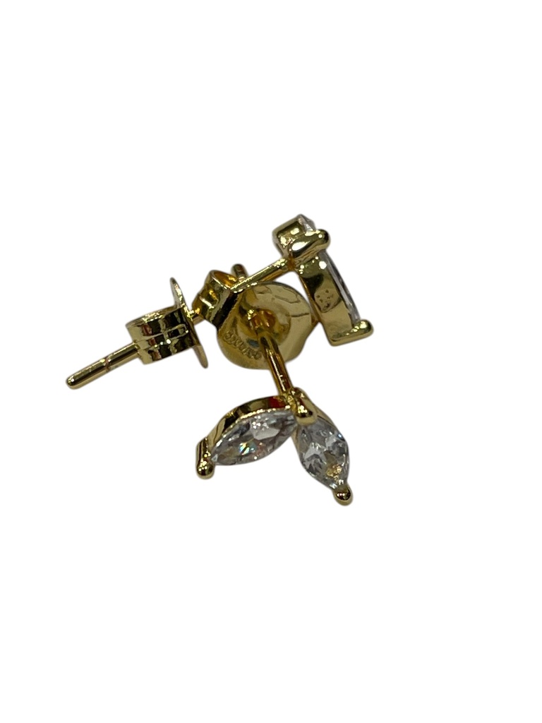 [GAR-SELA-BO-02-01] Puces d'oreilles 'Sela' – Laiton doré 2µ – Oxyde de zirconium – By Garance