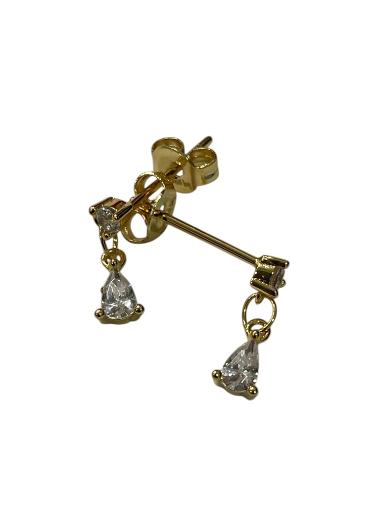 [GAR-SELA-BO-06-01] Puces d'oreilles 'Sela' – Laiton doré 2µ – Oxyde de zirconium – By Garance