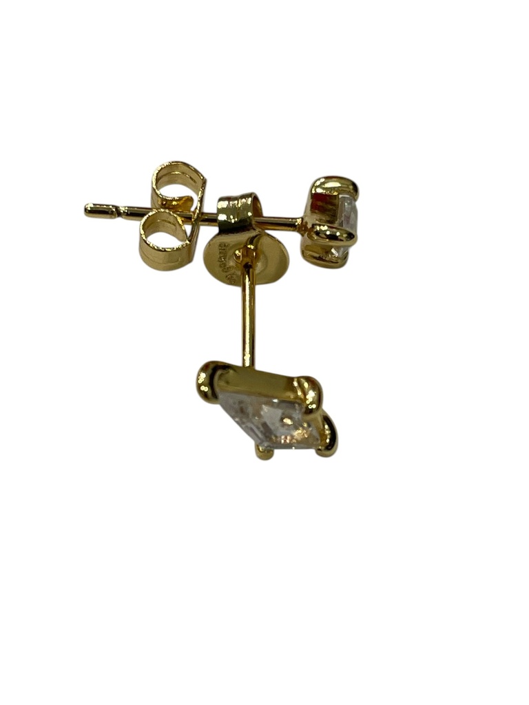 [GAR-SELA-BO-07-01] Puces d'oreilles 'Sela' – Laiton doré 2µ – Oxyde de zirconium – By Garance