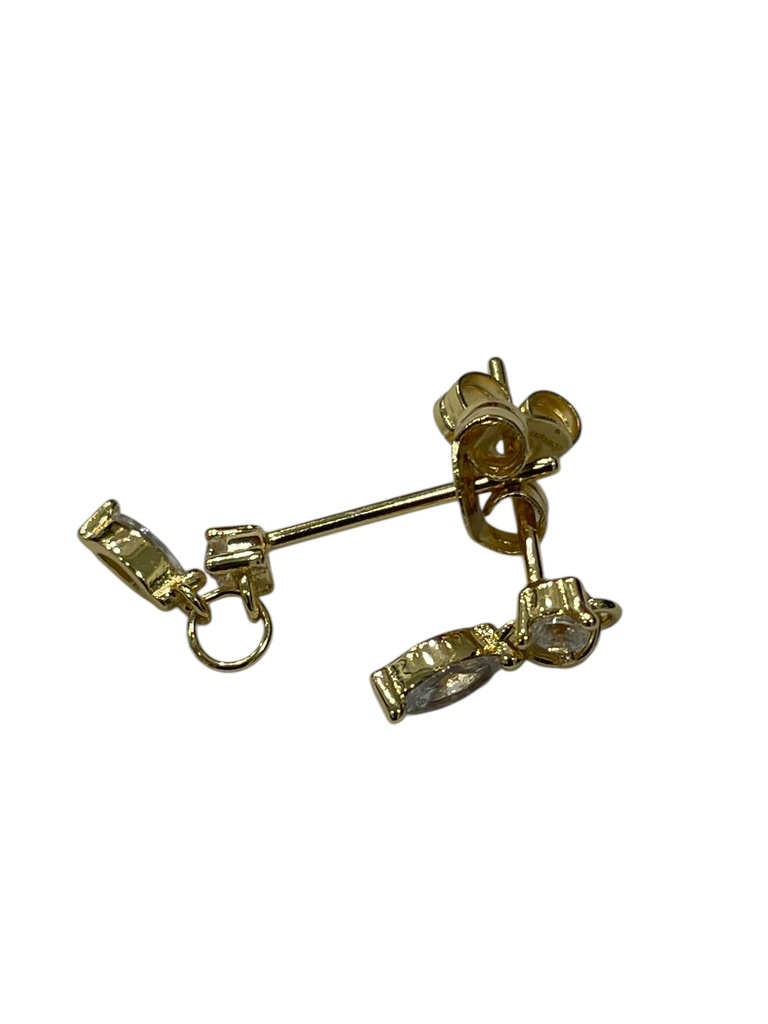 [GAR-SELA-BO-09-01] Puces d'oreilles 'Sela' – Laiton doré 2µ – Oxyde de zirconium – By Garance