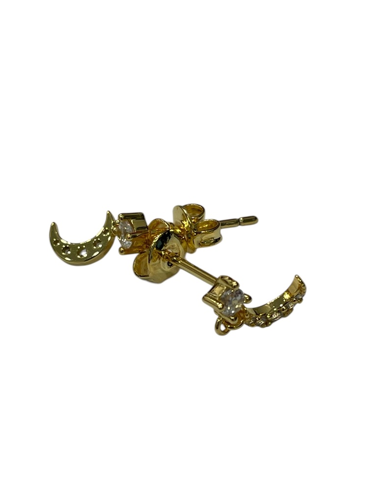 [GAR-SELA-BO-12-01] Puces d'oreilles 'Sela' – Laiton doré 2µ – Oxyde de zirconium – By Garance