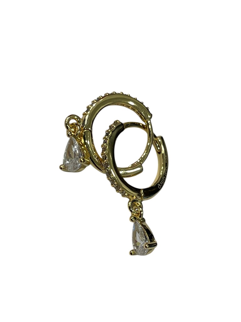 [GAR-SILA-BO-LONGUE-01] Boucles d'oreilles 'Sila' – Laiton doré 2µ – Oxyde de zirconium – By Garance