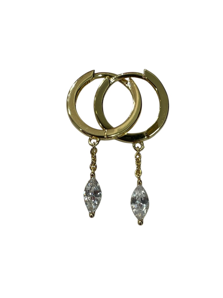 [GAR-SILA-BO-LONGUE-10] Boucles d'oreilles 'Sila' – Laiton doré 2µ – Oxyde de zirconium – By Garance