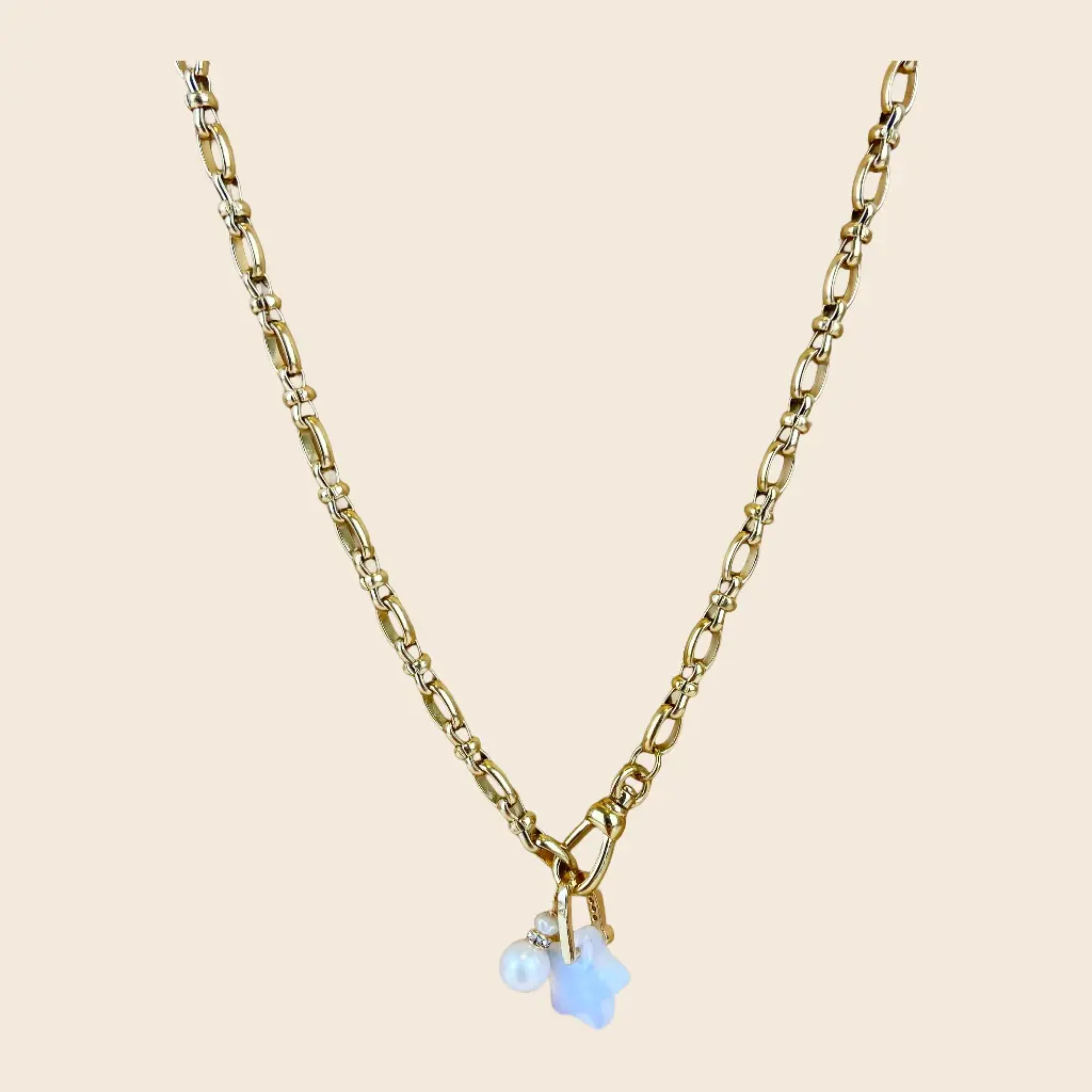 [GAR-SVEN-CO-ETOILE_OXYDE] Collier 'Sven' – Chaine acier & laiton doré 2µ – By Garance