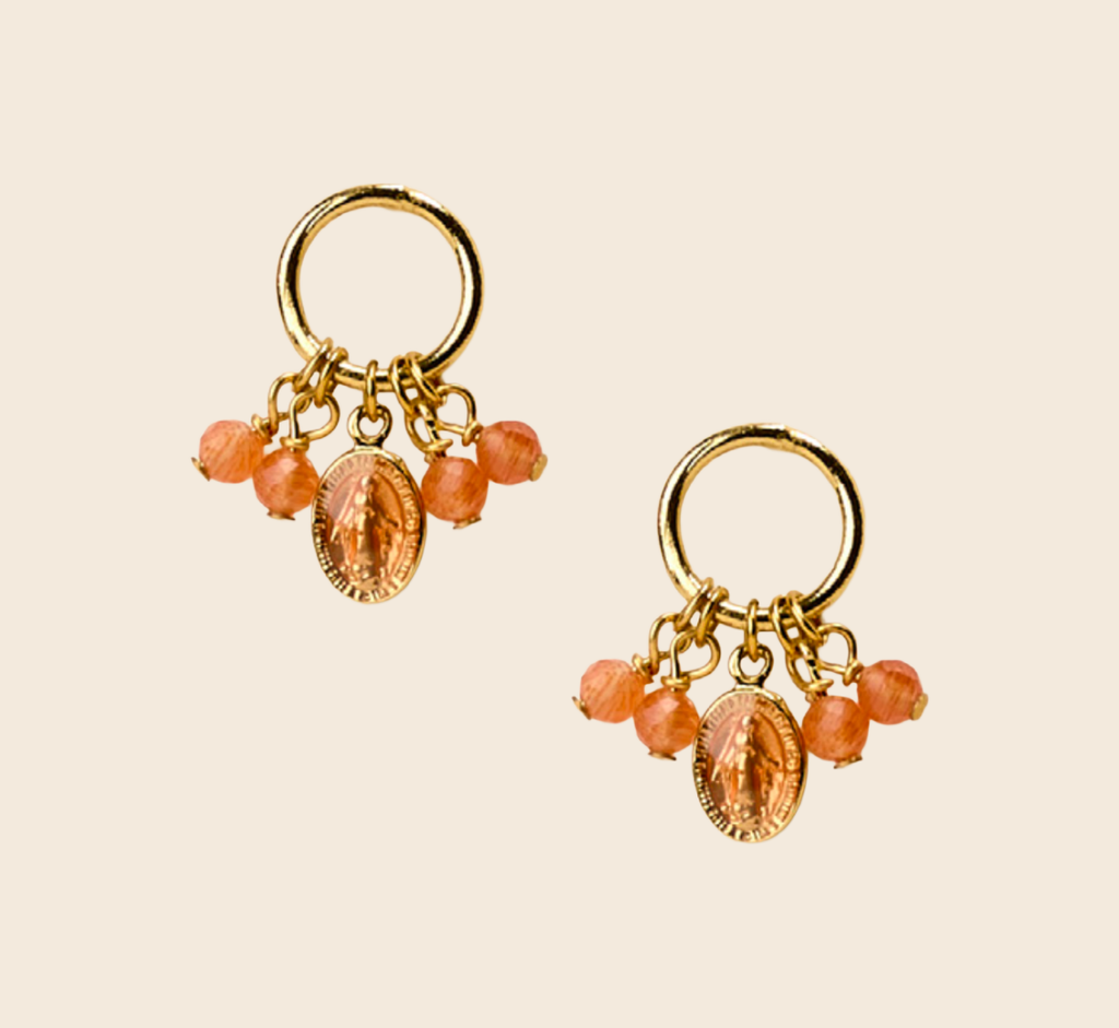 [GAR-LARY-BO-ORANGE] Boucles d'oreilles 'Lary' – Laiton doré 2µ – By Garance