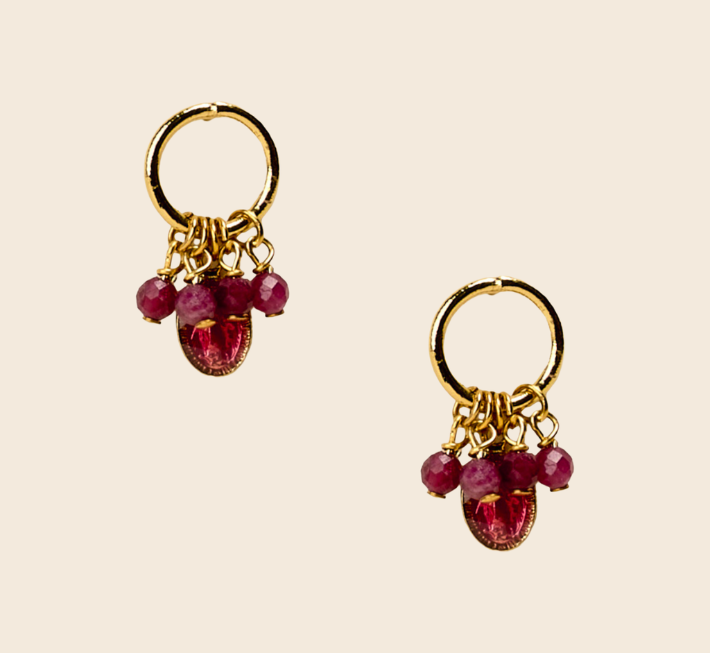 [GAR-LARY-BO-ROSE] Boucles d'oreilles 'Lary' – Laiton doré 2µ – By Garance
