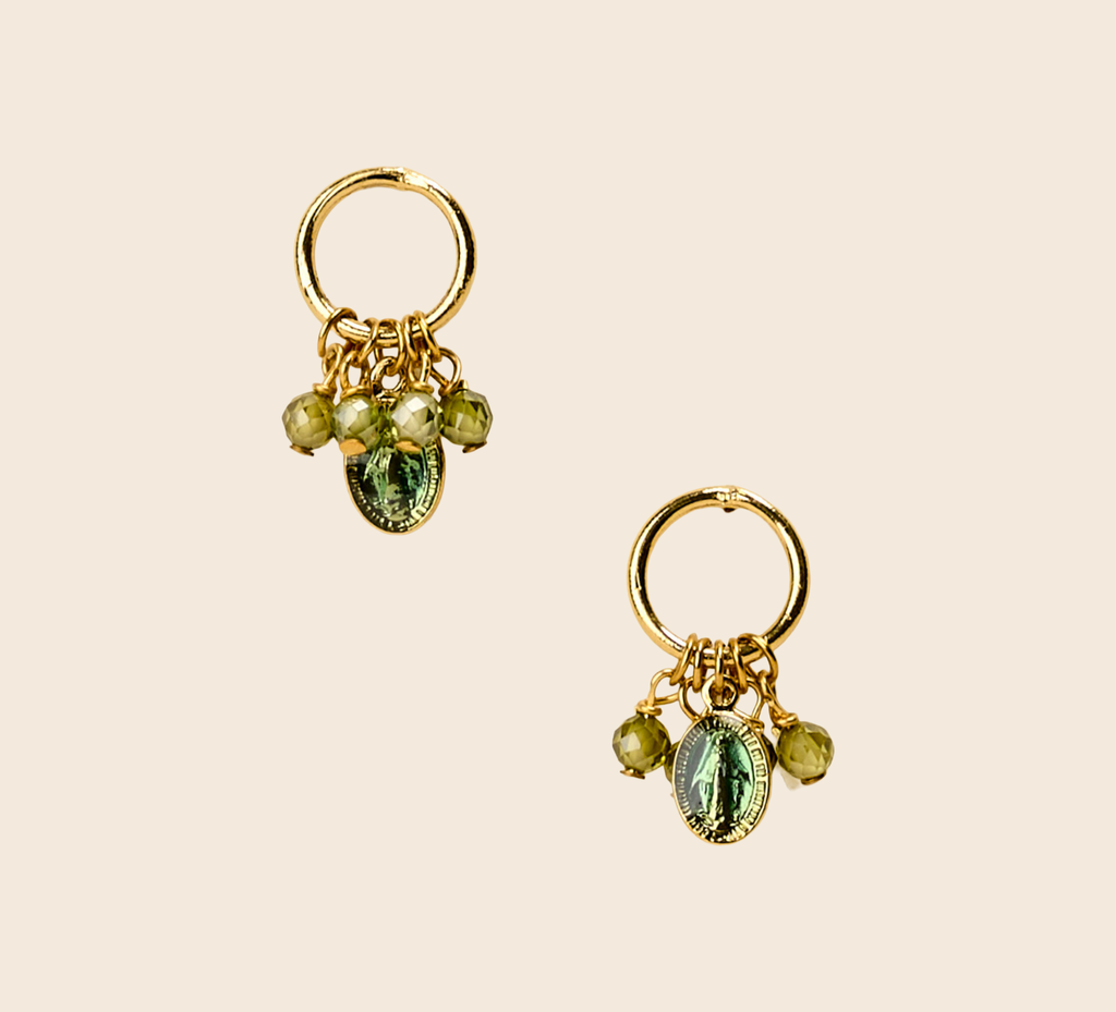 [GAR-LARY-BO-TURQUOISE] Boucles d'oreilles 'Lary' – Laiton doré 2µ – By Garance