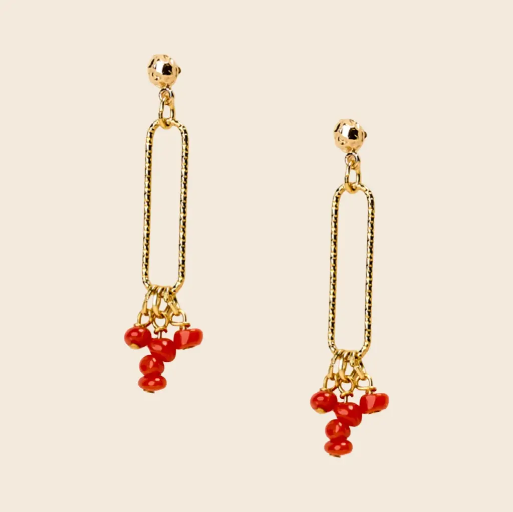 [GAR-RAYA-BO-RECTANGLE_CISELLE] Boucles d'oreilles 'Raya' – Laiton doré 2µ – By Garance