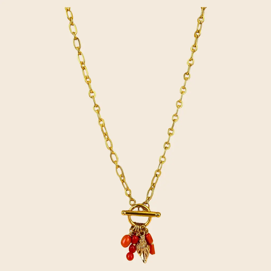 [GAR-ROKY-CO-COQUILLAGE] Collier 'Roky' – Chaine acier & laiton doré 2µ – By Garance