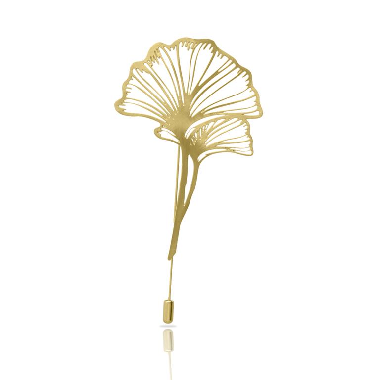 [RAS-3053015] Fibule 'Gingko Biloba' – Laiton plaqué or – RAS