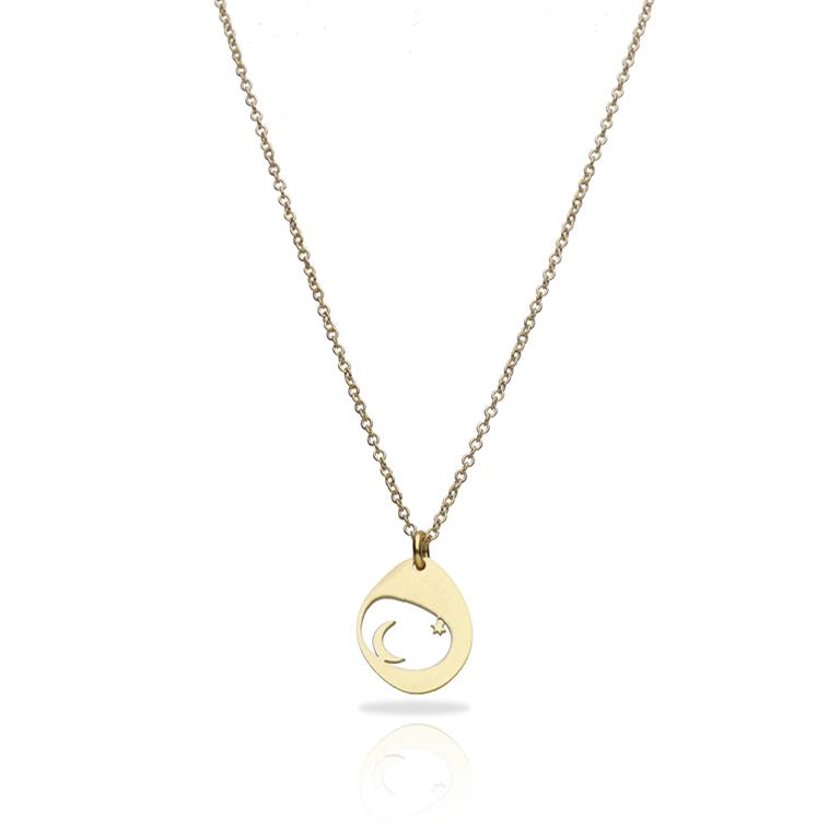 [RAS-3115007] Collier court 'Luna' – Laiton plaqué or – RAS