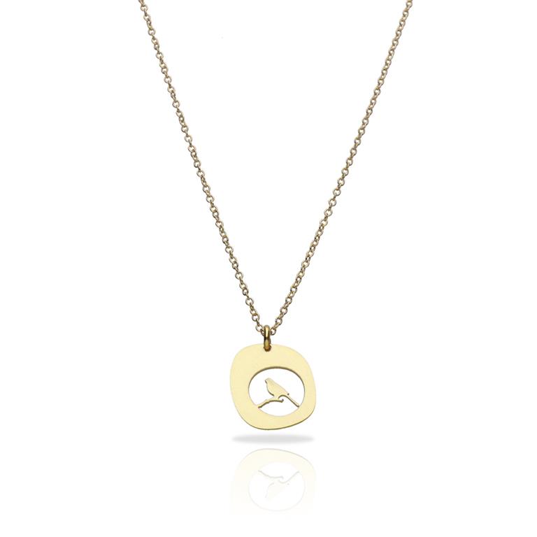 [RAS-3115008] Collier court 'Pàjaro' – Laiton plaqué or – RAS