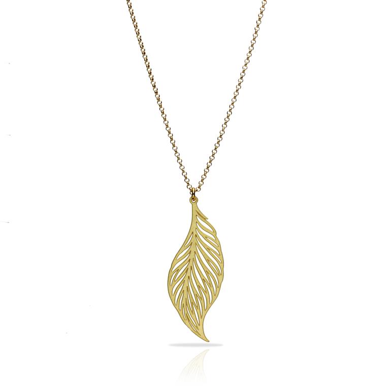 [RAS-3128002] Collier court 'Pluma' – Laiton plaqué or – RAS