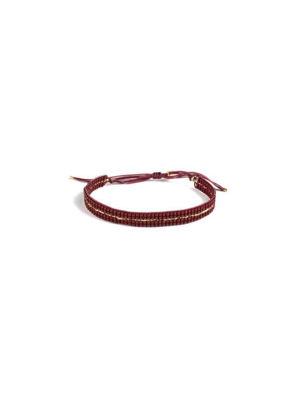 [PLUNE-BRA-ECL-10] Bracelet Eclair 4 Rangs - Perles Miyuki Bordeaux [Bracelet]