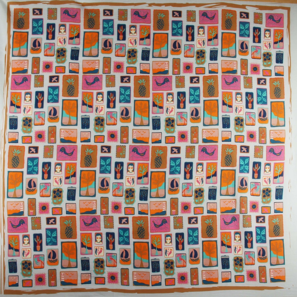 [LBV-0076] Foulard 'Holidays' – Orange – Coton bio – Les Belle Vagabondes