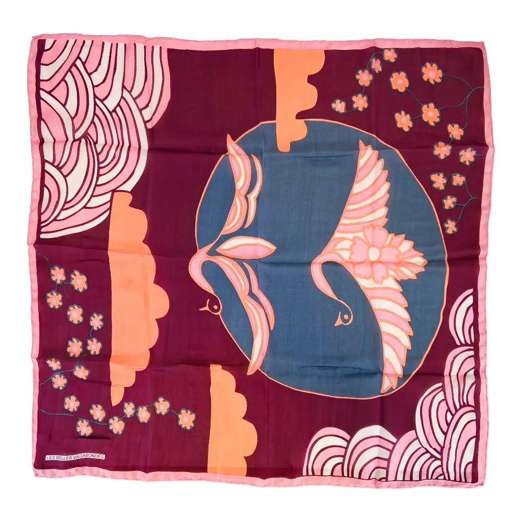 [LBV-0079] Mini foulard 'Agami' – Bordeaux – Soie – Les Belle Vagabondes