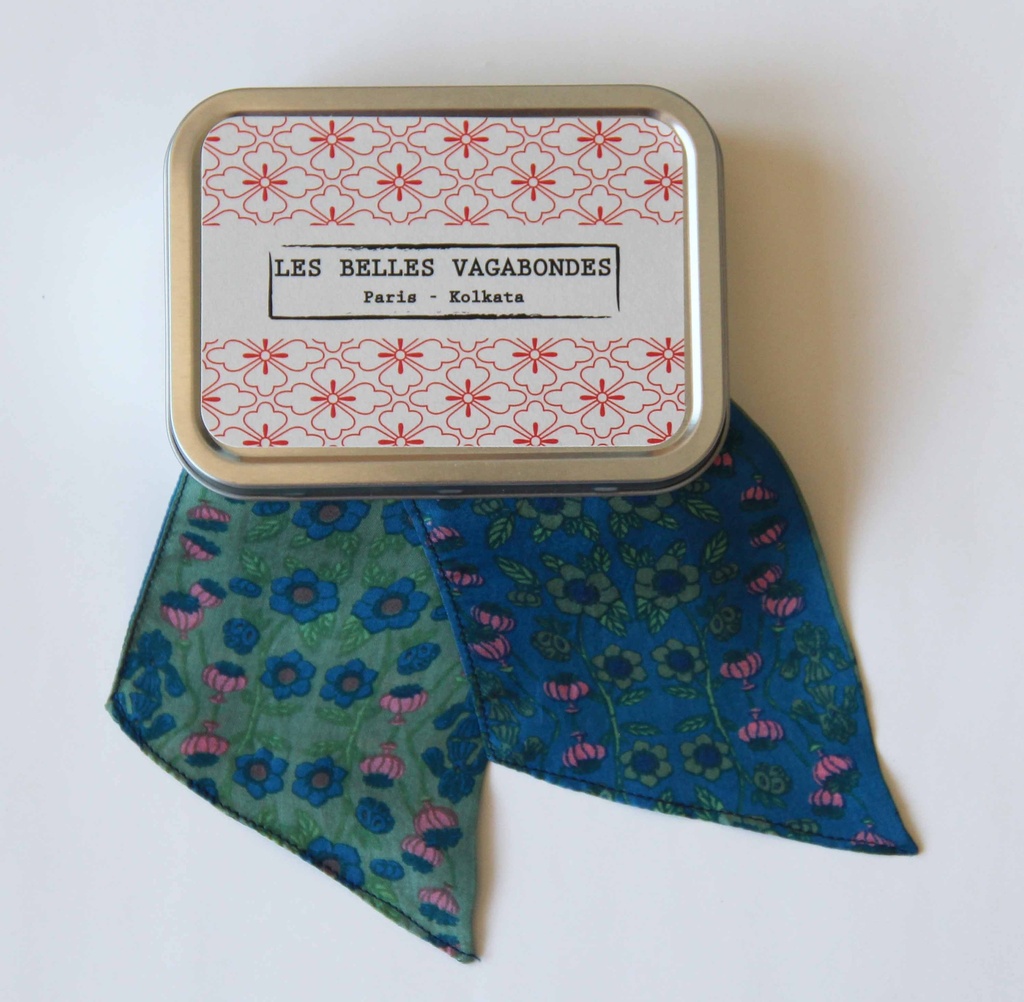 [LBV-0085] Bandeau 'Windsor' – Bleu – Soie – Les Belle Vagabondes
