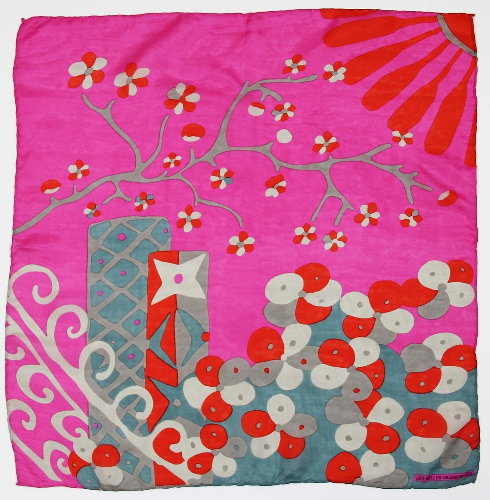 [LBV-0086] Mini foulard 'Sakura' – Fuchsia – Soie – Les Belle Vagabondes