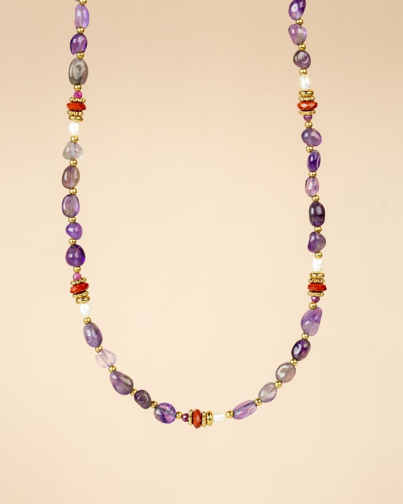 [MUJA-33028-MG-33] Collier – Acier Inoxydable – Améthyste – Muja Juma